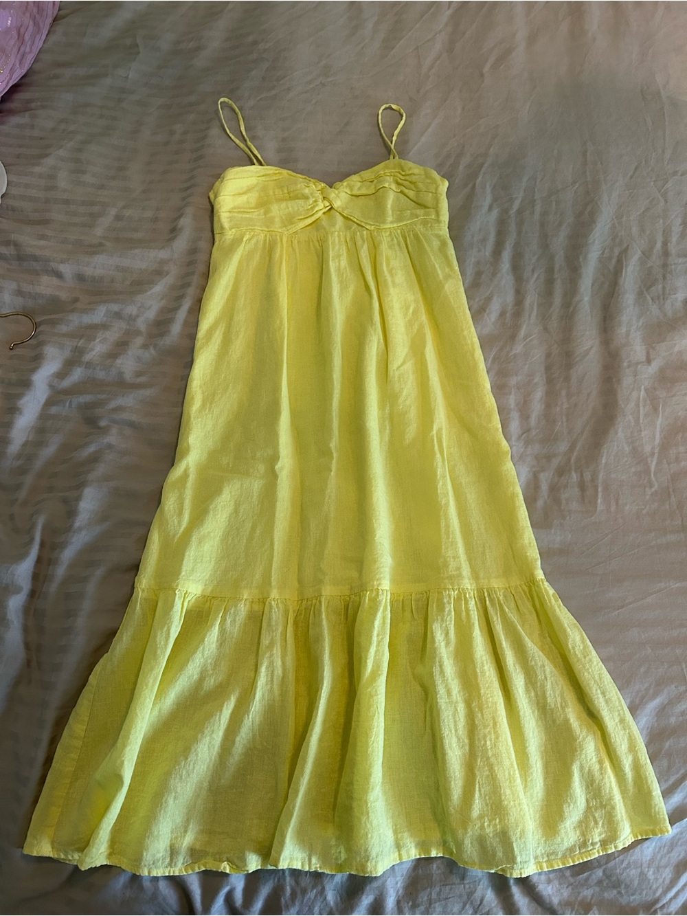 Banana Republic yellow linen blend midi dress